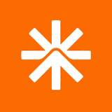 Brandfolio brand mark — vermillion background with white geometric compass/star
