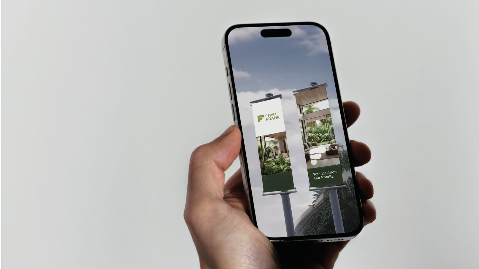 FIRSTFRANK — ตัวอย่างการใช้งานแบรนด์ (mockup) แบรนด์อสังหาริมทรัพย์