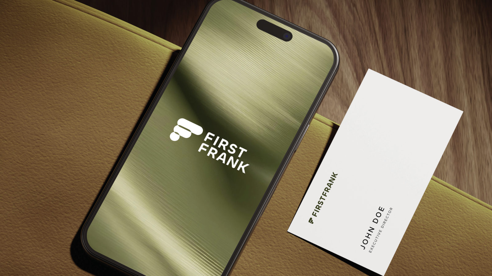 FIRSTFRANK — ตัวอย่างการใช้งานแบรนด์ (mockup) แบรนด์อสังหาริมทรัพย์