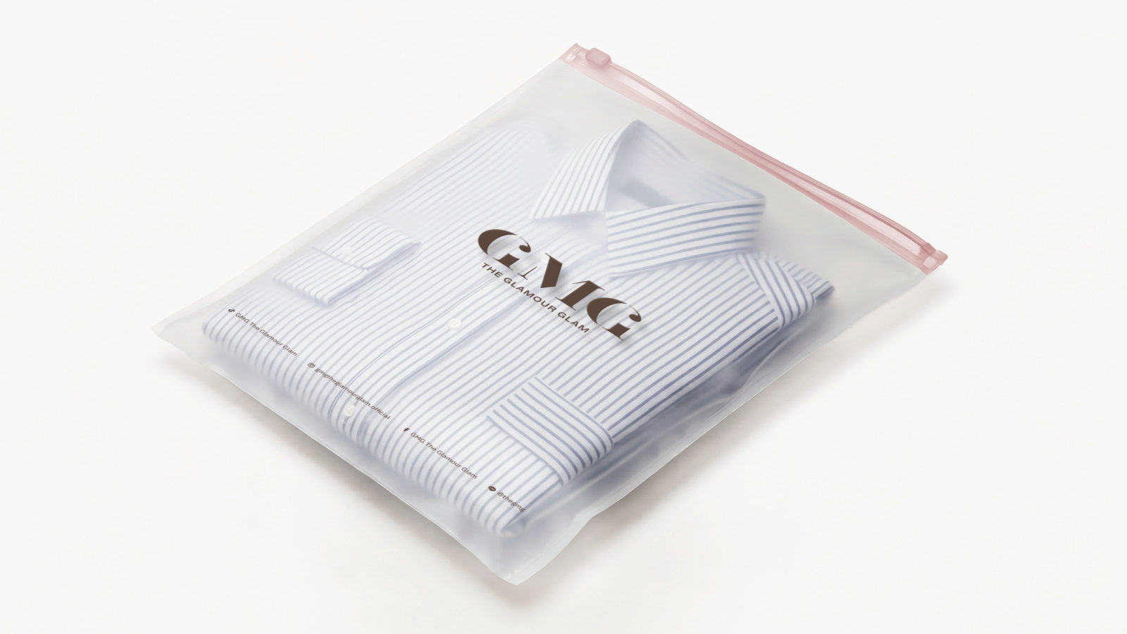 GMG — ตัวอย่างการใช้งานแบรนด์ (mockup) แบรนด์แฟชั่น