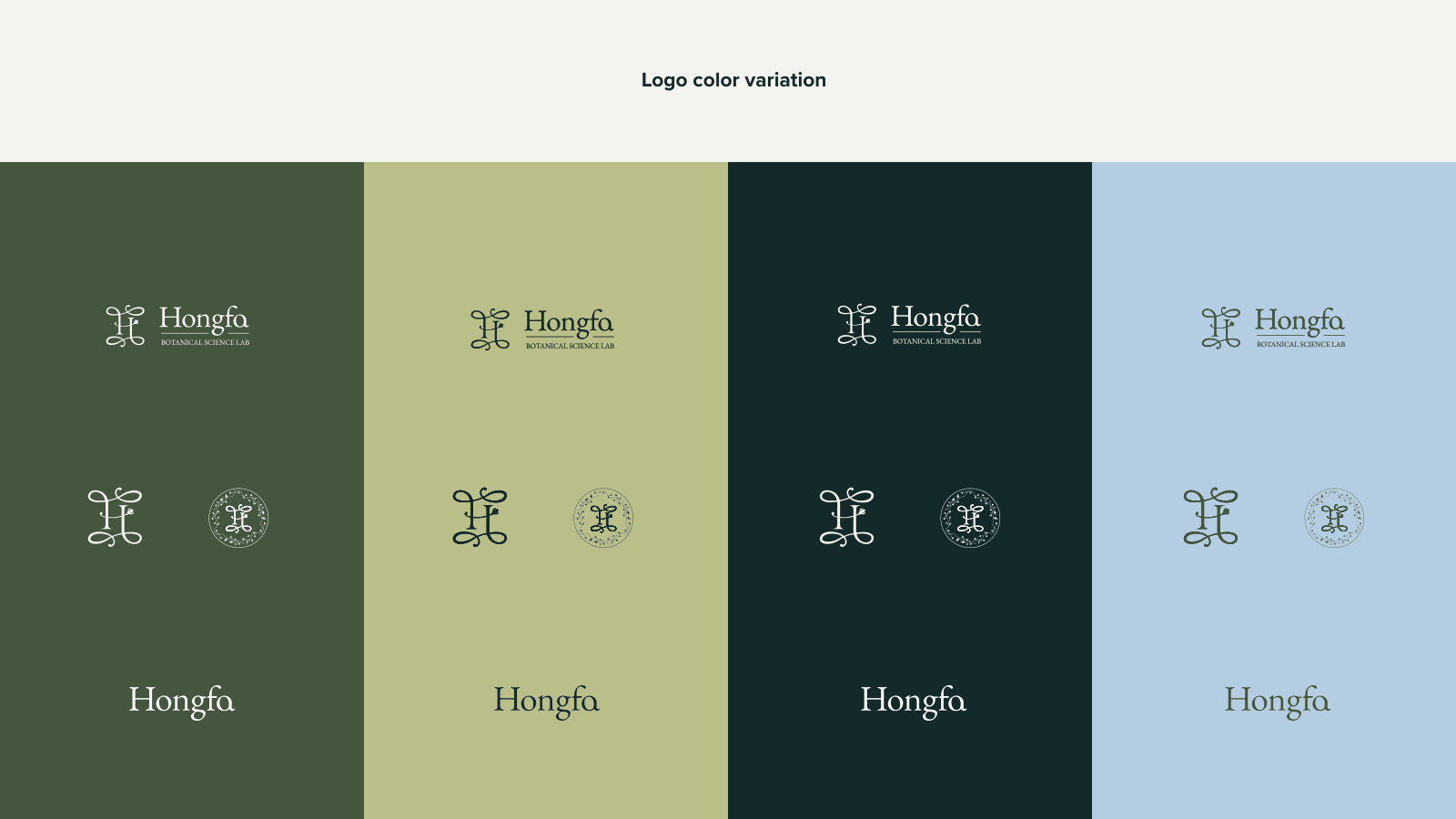Hongfa — ตัวอย่างการใช้งานแบรนด์ (mockup) แบรนด์สารสกัดพฤกษศาสตร์