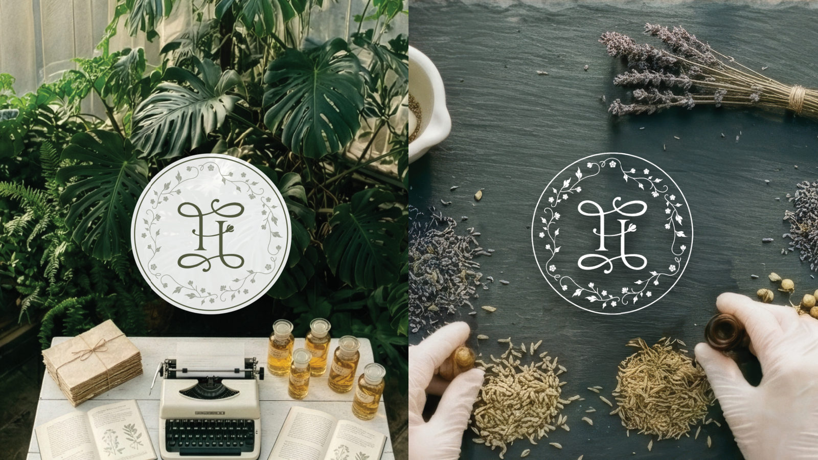 Hongfa — ตัวอย่างการใช้งานแบรนด์ (mockup) แบรนด์สารสกัดพฤกษศาสตร์