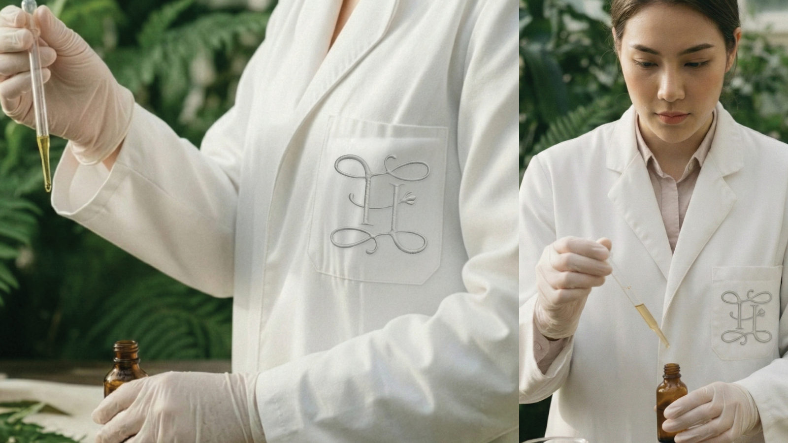 Hongfa — ตัวอย่างการใช้งานแบรนด์ (mockup) แบรนด์สารสกัดพฤกษศาสตร์