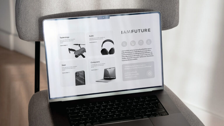 I AM FUTURE — ตัวอย่างการใช้งานแบรนด์ (mockup) งานออกแบบ CI โดย Brandfolio