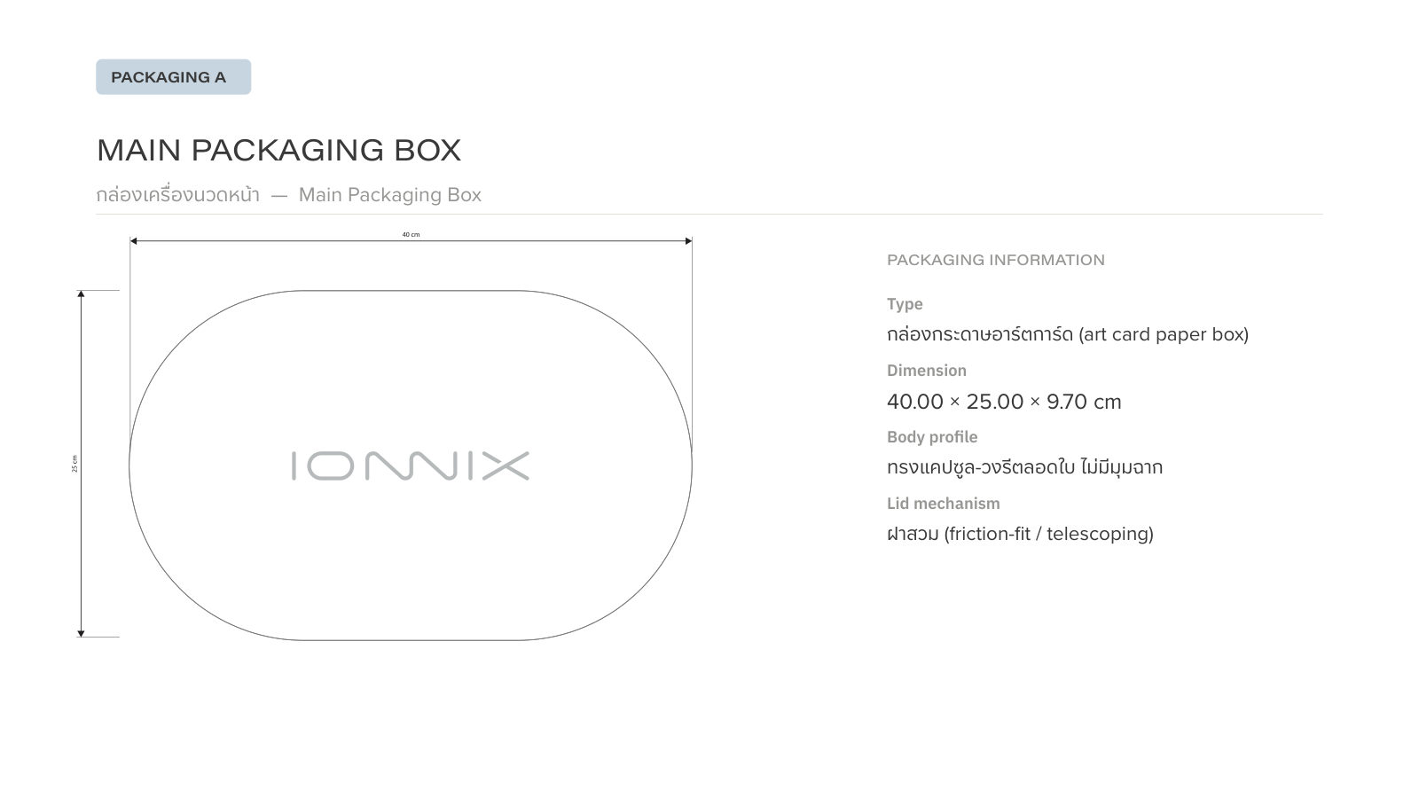 IONNIX — ตัวอย่างการใช้งานแบรนด์ (mockup) แบรนด์ beauty tech