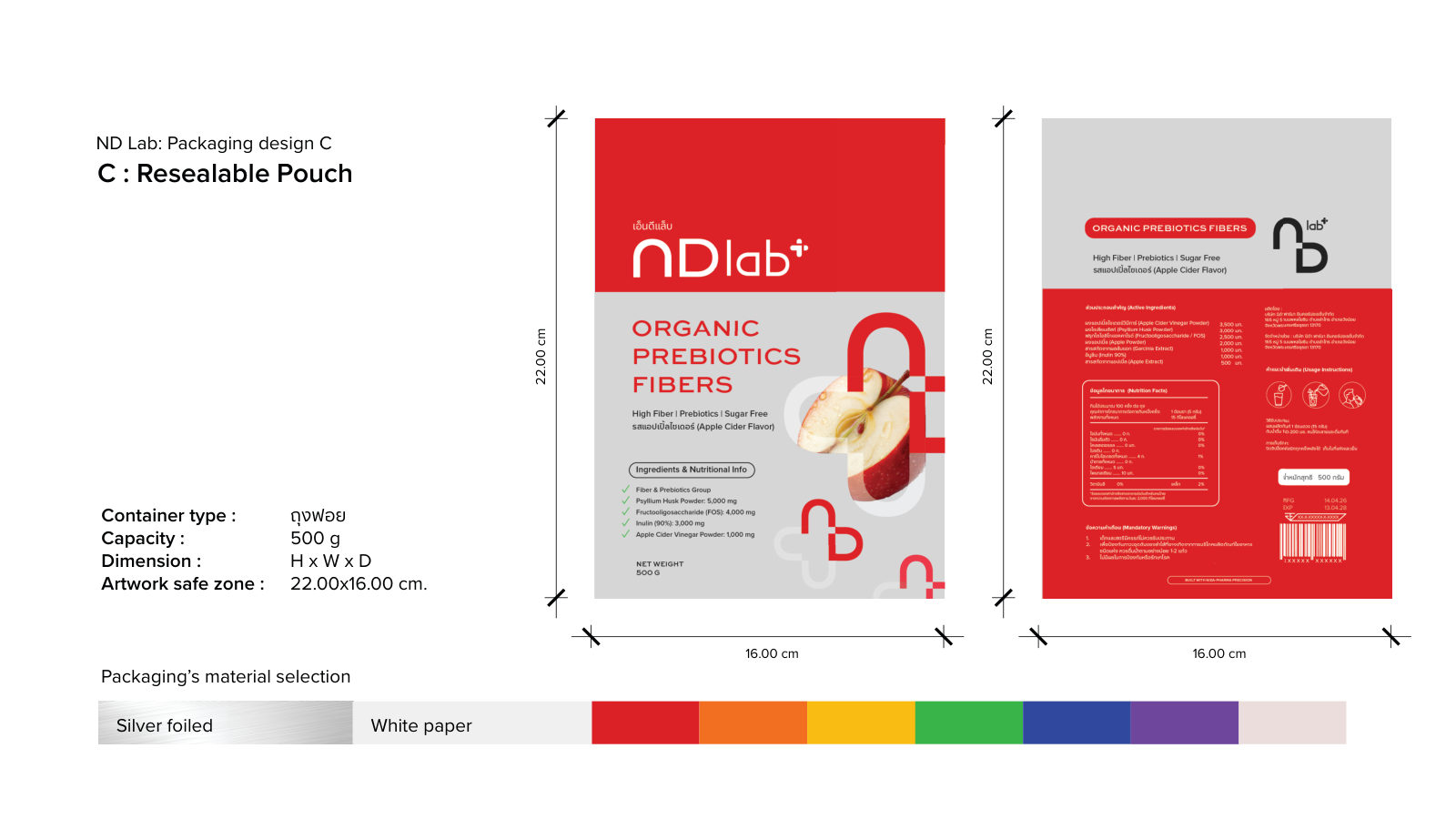 ND LAB — ตัวอย่างการใช้งานแบรนด์ (mockup) แบรนด์อาหารเสริม