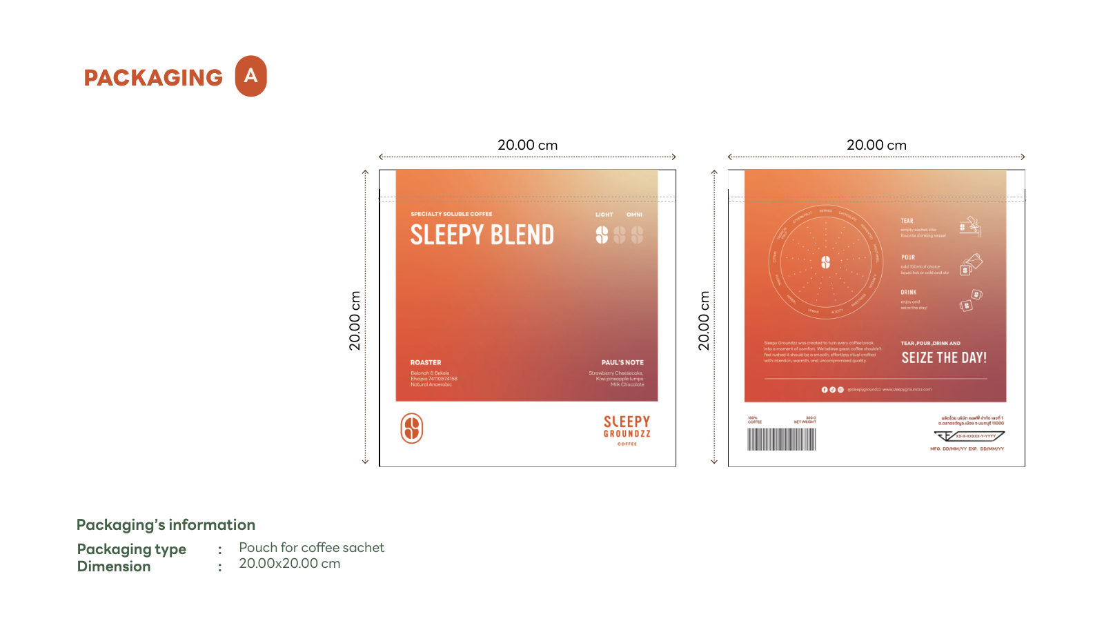 Sleepy Groundzz — ตัวอย่างการใช้งานแบรนด์ (mockup) แบรนด์กาแฟ