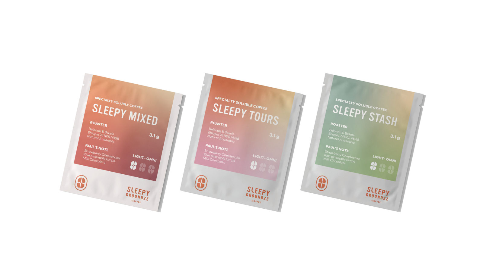 Sleepy Groundzz — ตัวอย่างการใช้งานแบรนด์ (mockup) แบรนด์กาแฟ