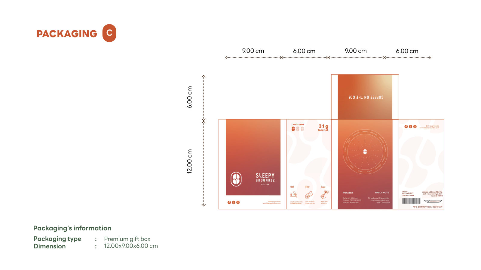 Sleepy Groundzz — ตัวอย่างการใช้งานแบรนด์ (mockup) แบรนด์กาแฟ