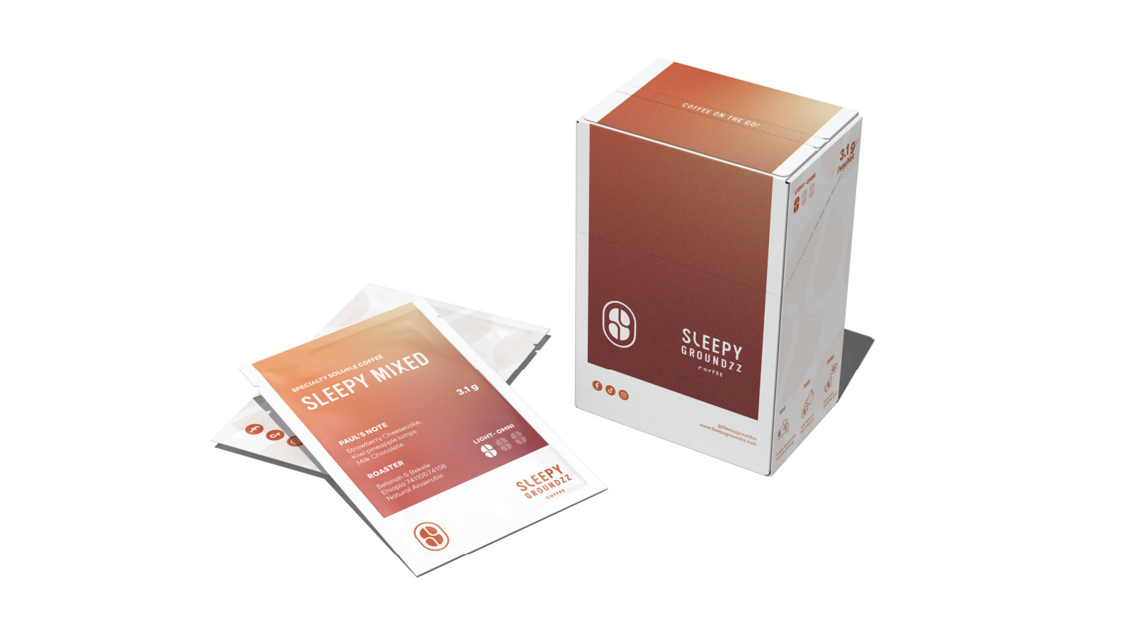 Sleepy Groundzz — ตัวอย่างการใช้งานแบรนด์ (mockup) แบรนด์กาแฟ