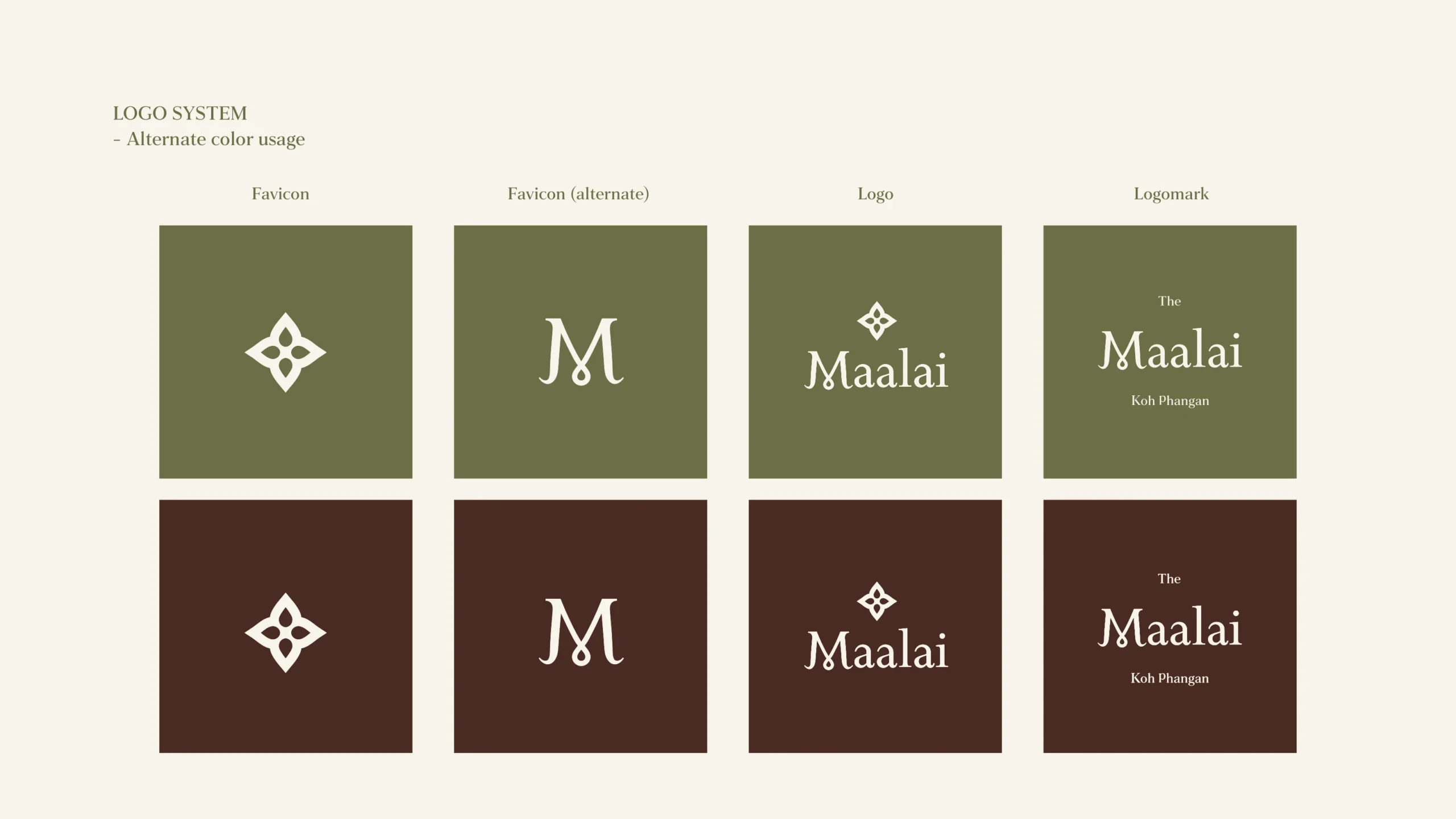 The Maalai — ระบบอัตลักษณ์แบรนด์ (โลโก้ สี ตัวอักษร) จาก brand guideline